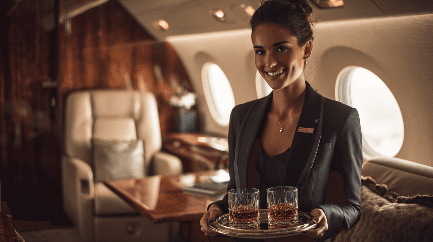 TrueSkies cabin service prepared for an on-demand charter flight